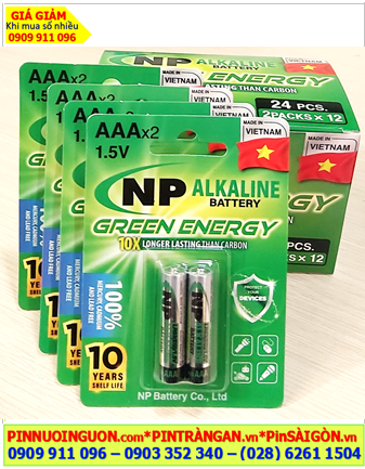 COMBO 01hộp 12vỉ=24viên Pin AAA 1.5v alkaline NP LR03EG(2B) Green Energy _Giá chỉ 240.000/hộp